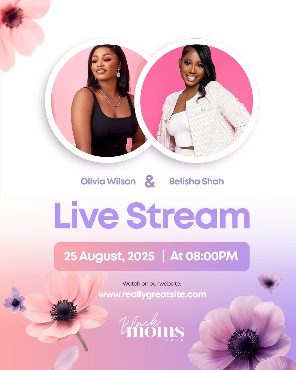 Black Moms Talk live stream announcement graphic