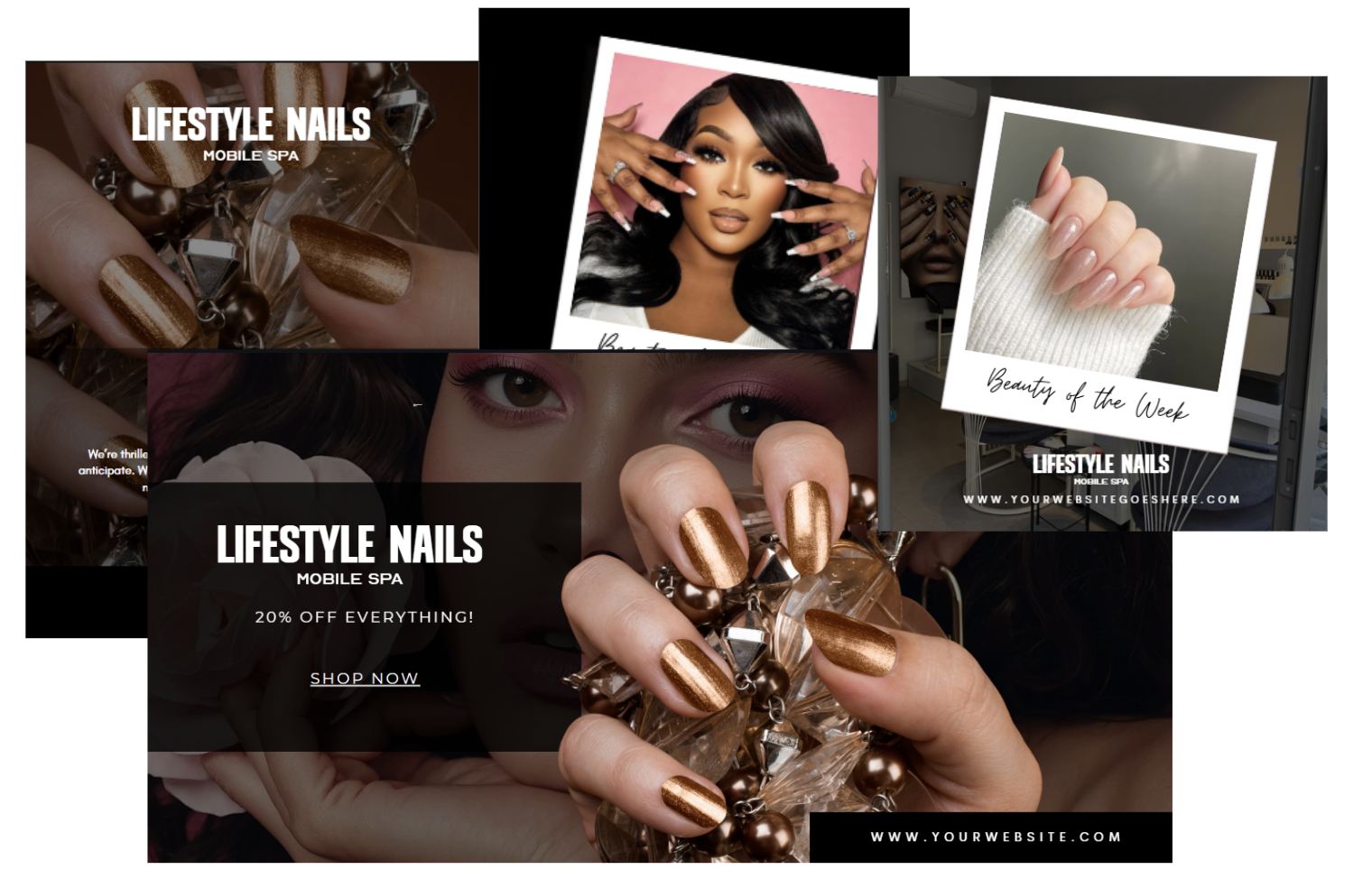 Lifestyle Nails Mobile Spa social campaign graphics