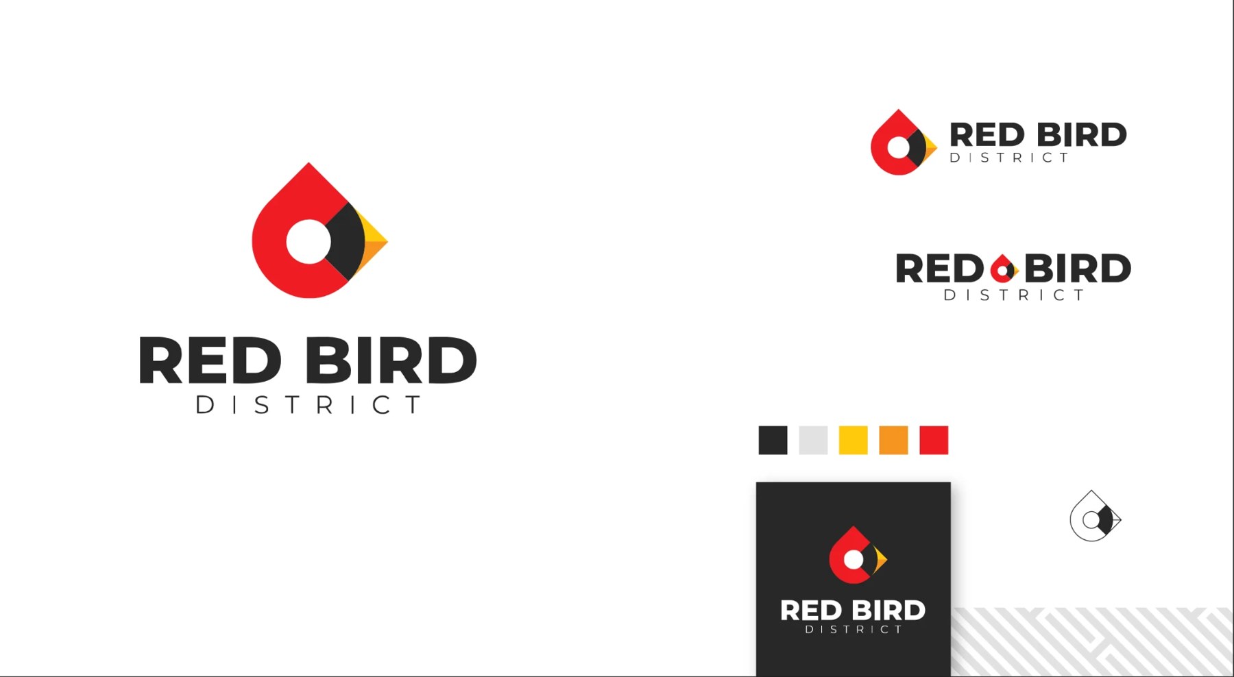 Red Bird PID brand identity board with logo, typography, and color system