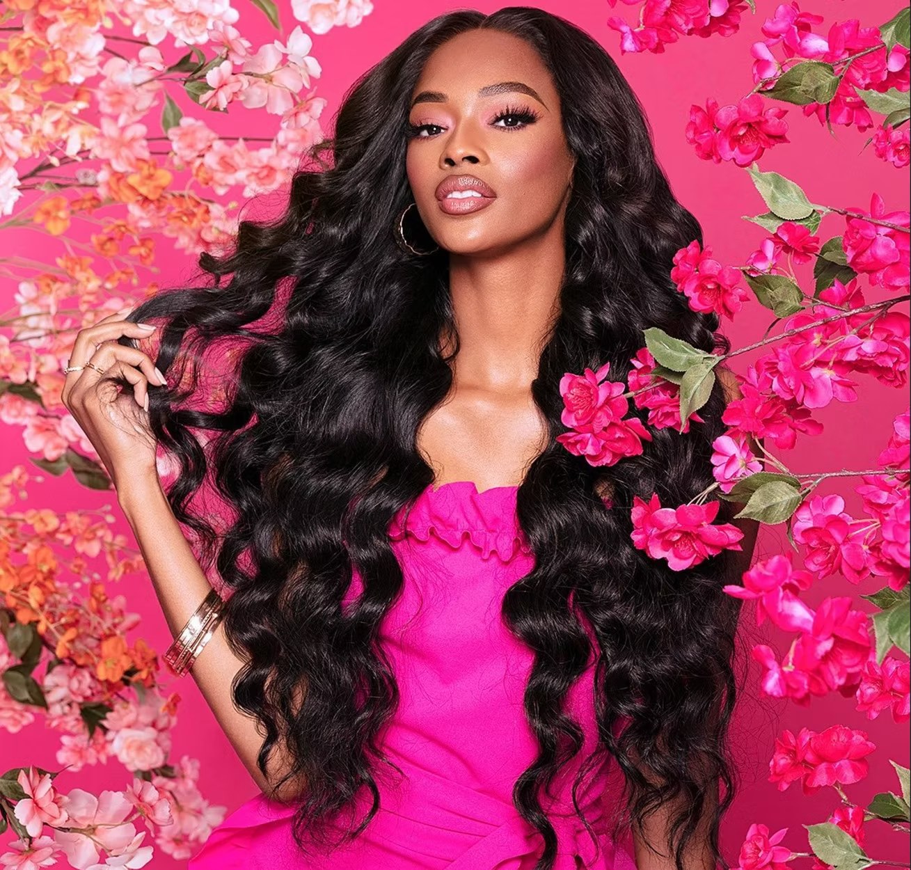 Yummy Extensions floral portrait campaign