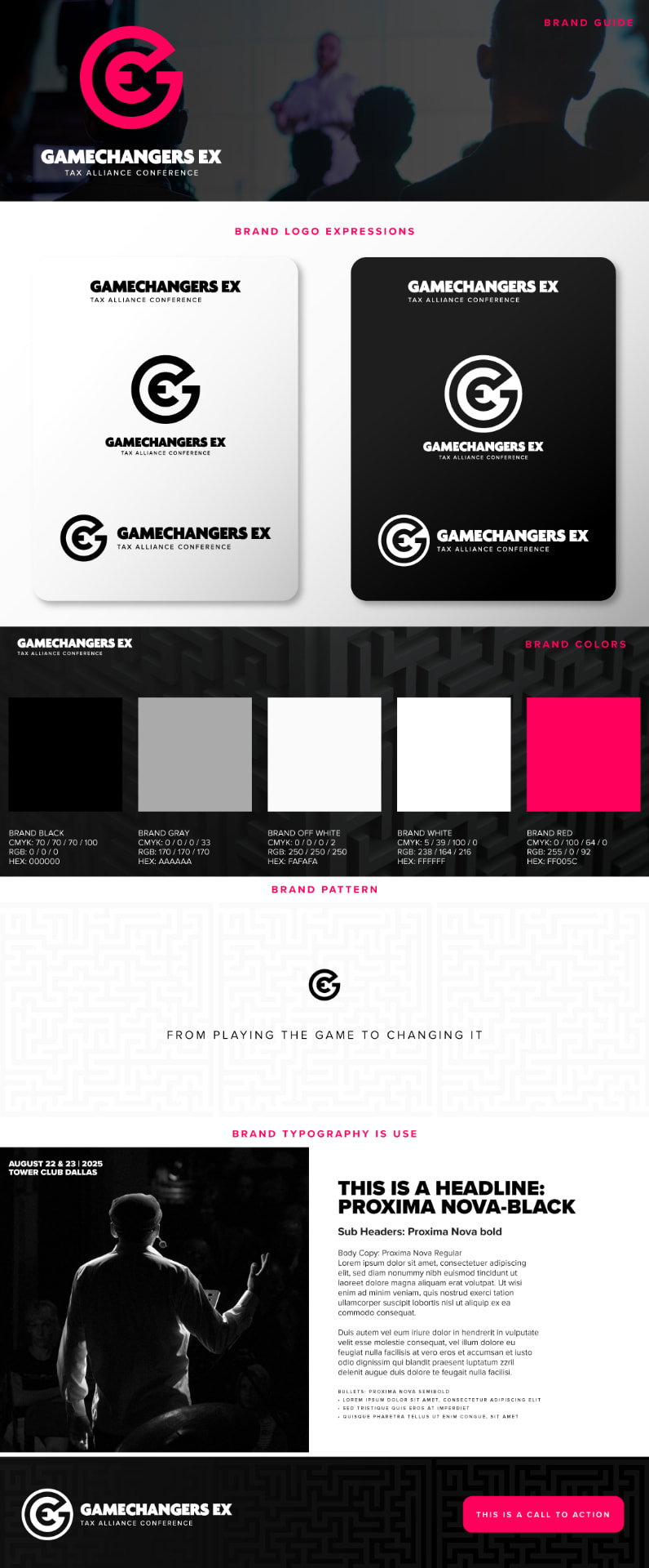 Gamechangers EX Tax Alliance Conference brand guide pages
