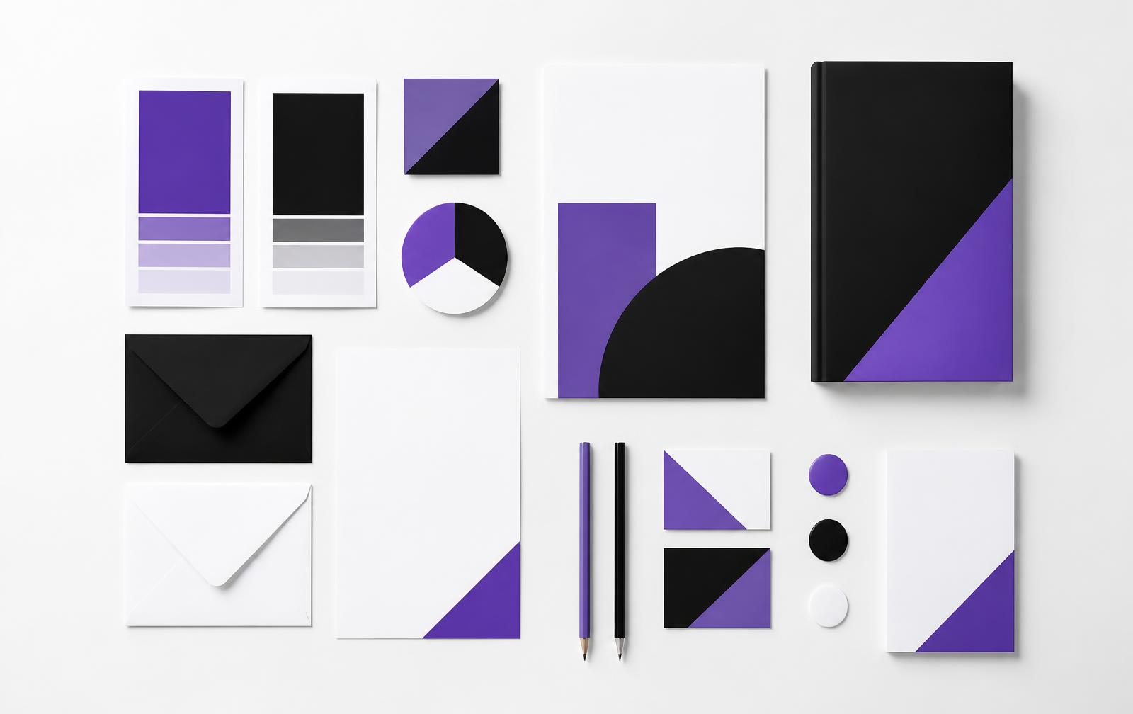 Brand identity system layout representative of the engagement
